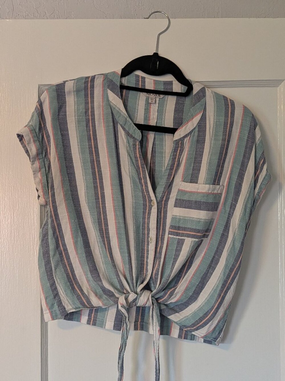NIC+ZOE Striped Tie Front Top